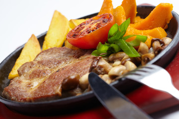 meat with potatoes and vegetables