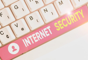 Conceptual hand writing showing Internet Security. Concept meaning security that deals exactly with...