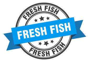 fresh fish label. fresh fishround band sign. fresh fish stamp