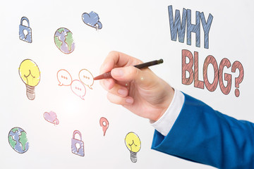 Handwriting text writing Why Blogquestion. Conceptual photo reason why regularly records their...
