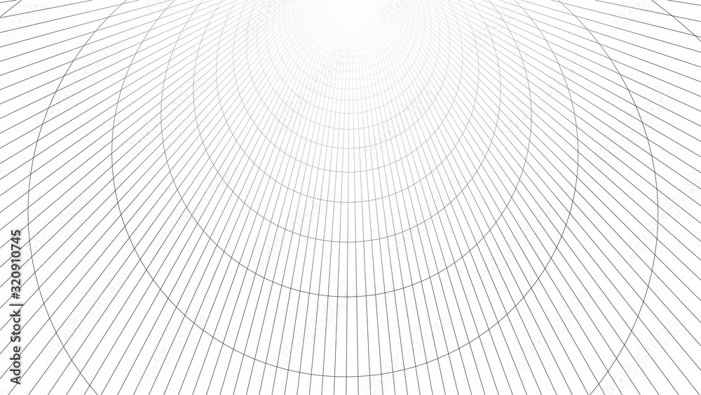 Poster Wireframe abstract tunnel. 3D vector wormhole with a mesh structure. Vortex. Vector perspective grid.