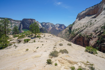 hiking west rim trail in zion national park, usa