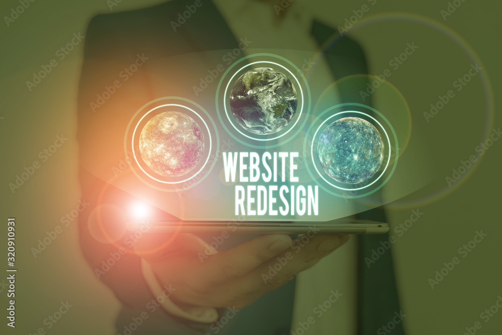 Sticker text sign showing website redesign. business photo text modernize improver or evamp your website loo