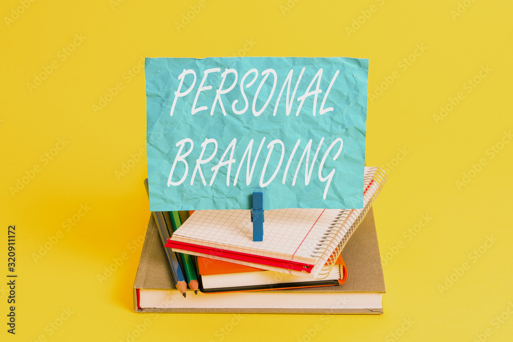 Fototapete word writing text personal branding. business photo showcasing process of creating a recognizable pr