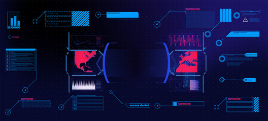 Warning frame. Abstract tech design Blue and red futuristic frame in modern HUD style background. Abstract technology communication design innovation concept background.Vector abstract graphic design.
