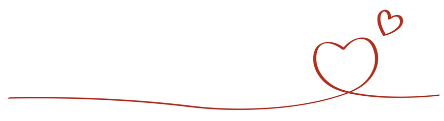 手書きハートのライン　赤