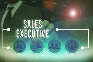 Text sign showing Sales Executive. Business photo text responsible for the overall sales activities of the company