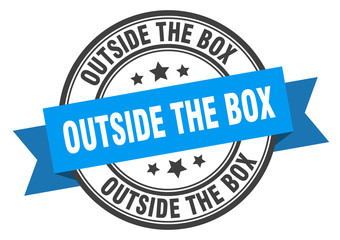 outside the box label. outside the boxround band sign. outside the box stamp