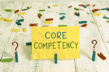 Conceptual hand writing showing Core Competency. Concept meaning harmonized combination of multiple...