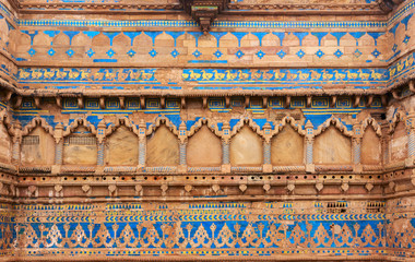 Gwalior, Madhya Pradesh, India - The exterior of Man Singh Palace, Gwalior Fort with imposing...