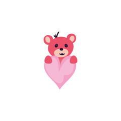 Isolated bear cartoon with heart vector design