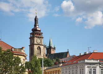 Fototapeta na wymiar White tower in Hradec Kralove. Czech Republic