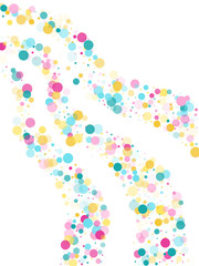 Memphis round confetti festive background in cyan blue, pink and yellow. Childish pattern vector.