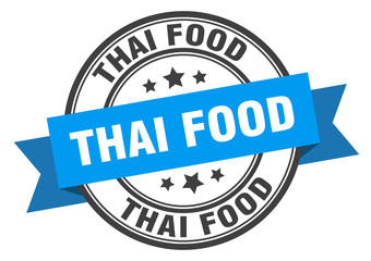 thai food label. thai foodround band sign. thai food stamp