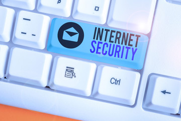 Conceptual hand writing showing Internet Security. Concept meaning security that deals exactly with...