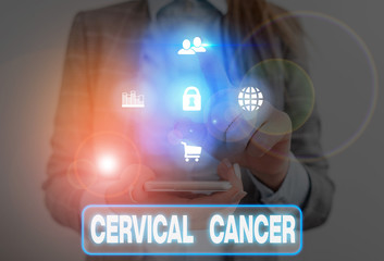 Word writing text Cervical Cancer. Business photo showcasing type of cancer that occurs in the cells of the cervix