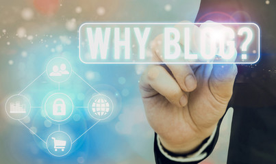 Handwriting text writing Why Blogquestion. Conceptual photo reason why regularly records their thoughts or experiences