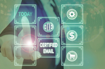 Handwriting text writing Certified Email. Conceptual photo email whose sending is certified by a...