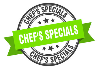 chef's specials label. chef's specialsround band sign. chef's specials stamp