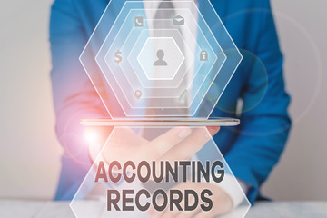 Handwriting text Accounting Records. Conceptual photo Manual or computerized records of assets and liabilities