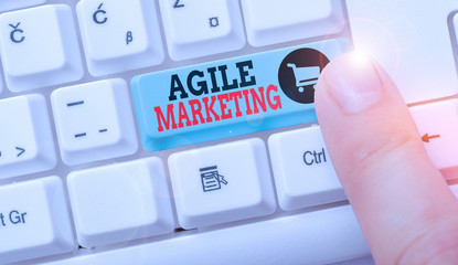 Conceptual hand writing showing Agile Marketing. Concept meaning focusing team efforts that deliver value to the endcustomer