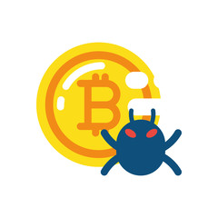 Isolated bitcoin and bug vector design