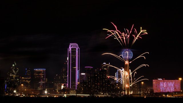 New Year Fireworks At Reunion Tower