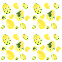 Watercolor seamless hand illustrated pattern with easter eggs