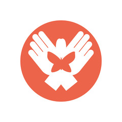 Hands with butterfly of zero discrimination day vector design