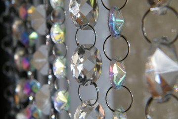Rainbow Glass Crystals Connected with Metal Rings