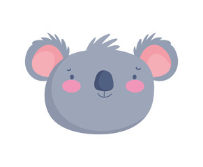 cute koala face animal cartoon character on white background