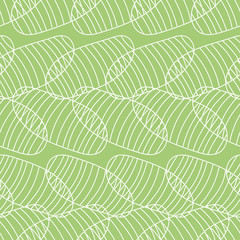 An abstract organic oval striped shapes seamless vector pattern. Green surface print design. Great for backgrounds, fabric, stationery and natural products packaging.