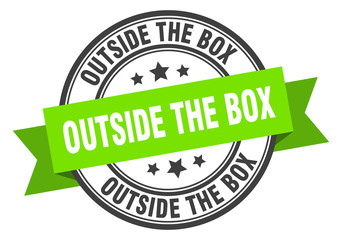 outside the box label. outside the boxround band sign. outside the box stamp
