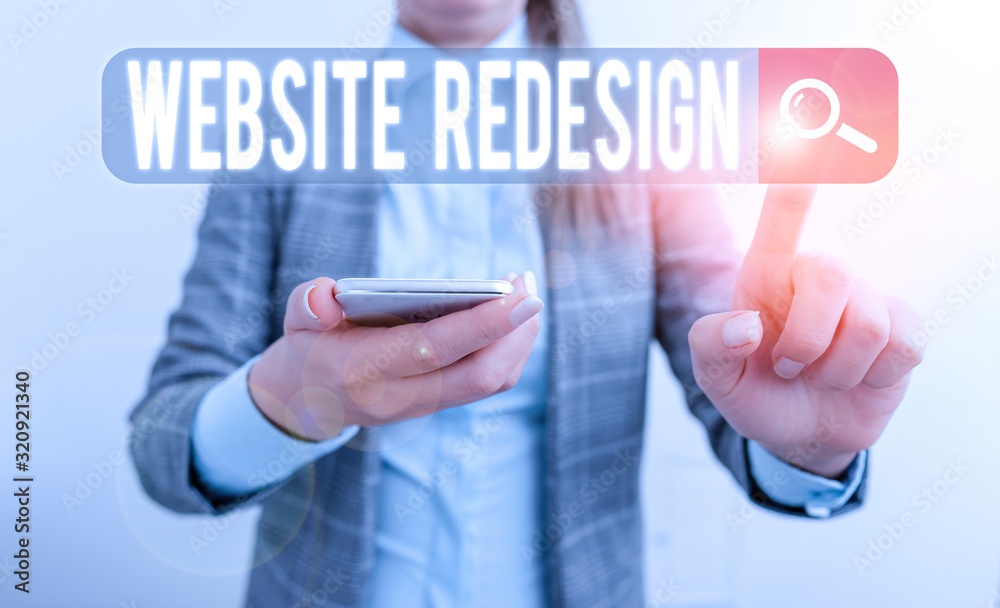 Wall mural text sign showing website redesign. business photo showcasing modernize improver or evamp your websi