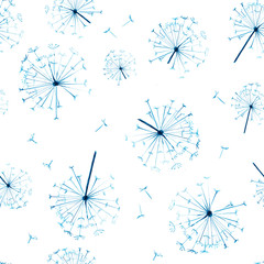 Hand drawn of paints dandelions, watercolor illustration on the white background