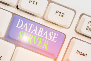 Conceptual hand writing showing Database Server. Concept meaning uses a database application that...