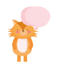 cute fox speech bubble cartoon on white background