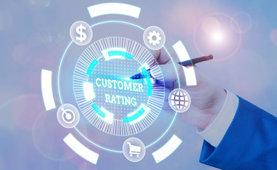 Word writing text Customer Rating. Business photo showcasing gauge the customer satisfaction with a company product