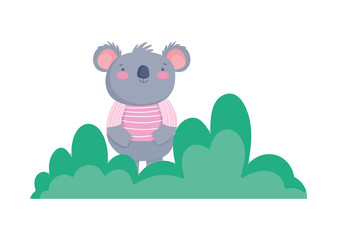 cute koala with shirt foliage nature cartoon © Stockgiu