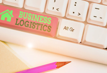 Writing note showing Business Logistics. Business concept for concerned with materials procurement...