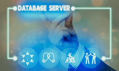 Handwriting text writing Database Server. Conceptual photo uses a database application that provides database services