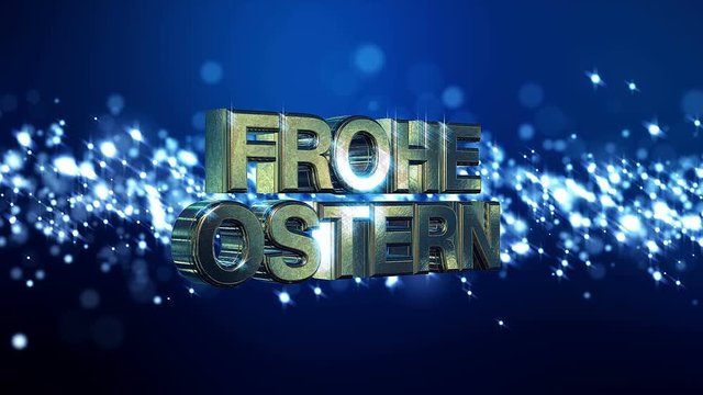 Video - Frohe Ostern - Bokeh - Hintergrund - blau - Text - Oster