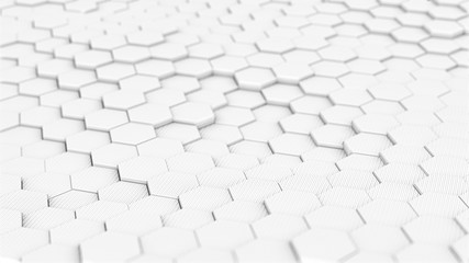 White Hexagonal Pattern - 3D Rendering