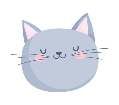 cute cat face cartoon character on white background