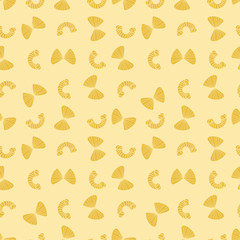 A yellow pasta pieces seamless vector pattern. Food themed surface print design. Great for novelty fabrics, stationery and packaging.