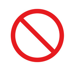 Prohibition or ban sign. Red strikethrough circle. Simple flat vector icon