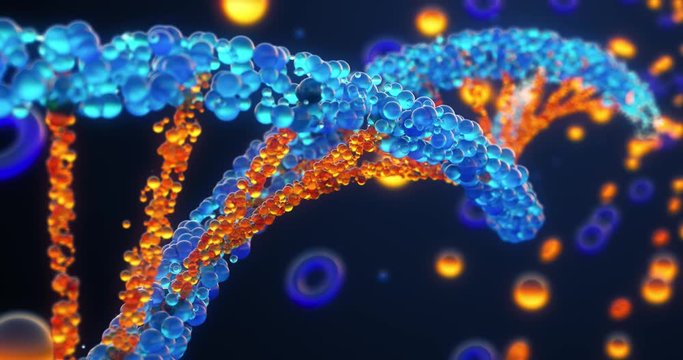 DNA structure growing close up 3D abstract 4k