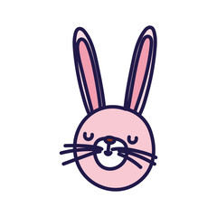 cute rabbit face cartoon character on white background