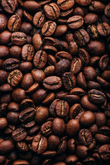 Background of fresh roasted coffee beans