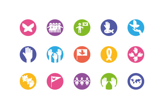 Icon set of zero discrimination day vector design